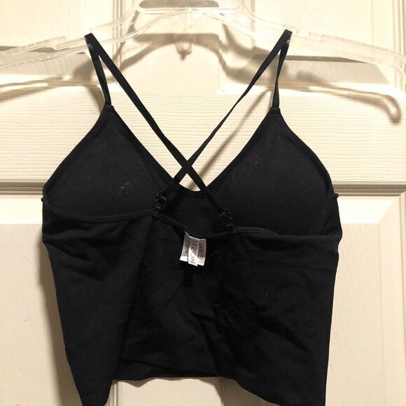 ITXON Black Cute Crop Top with Spaghetti Straps/Padded Sports Bra  M - Picture 4 of 6